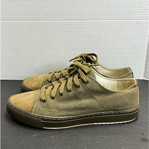 PF Flyers Low Top Casual Shoes Olive Drab Green Canvas Suede Mens 12 Womens 13.5
